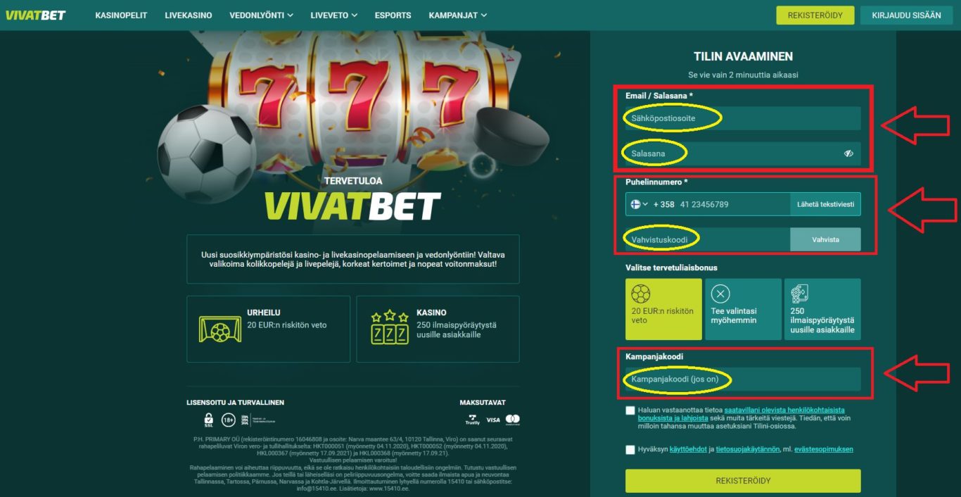 Vivatbet registration erityispiirteet