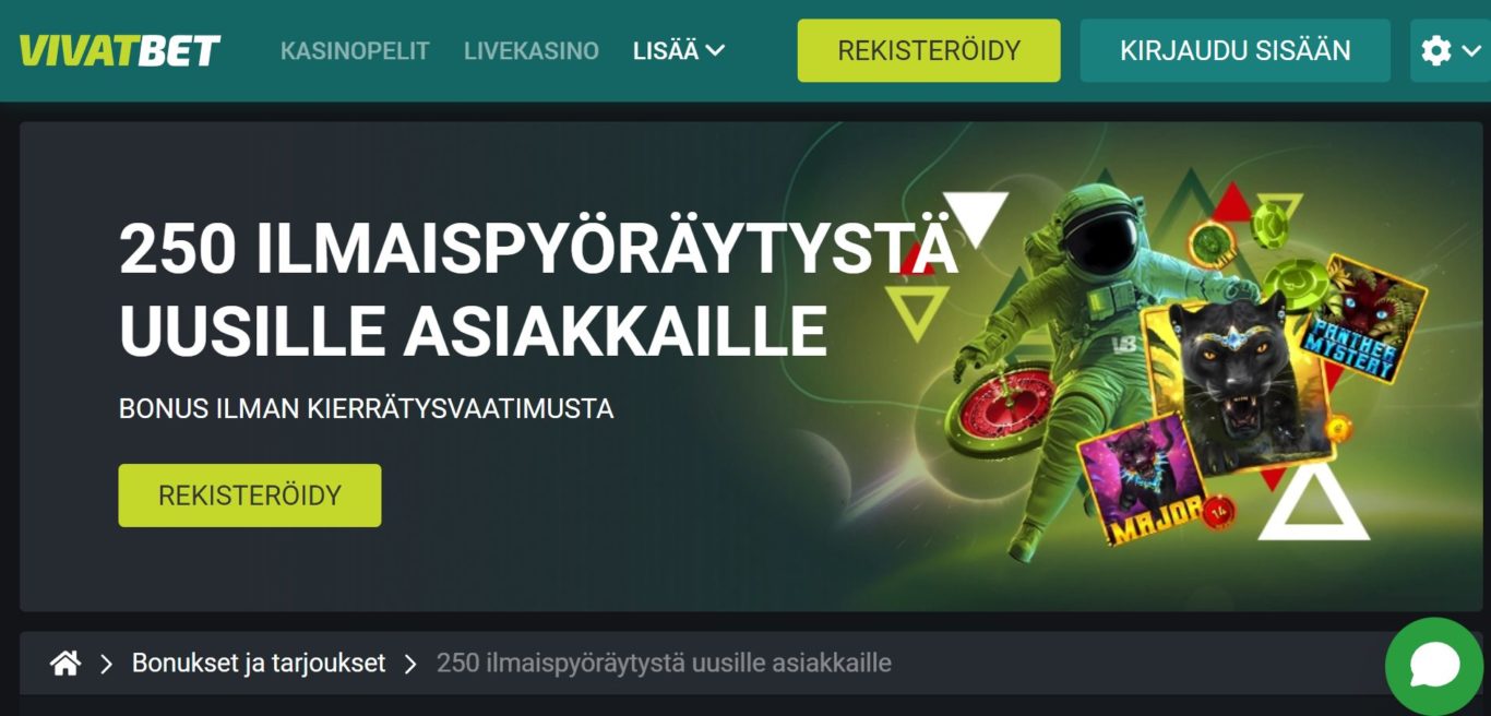 Bonus aloittelijoille jälkeen Vivatbet rekisteröinti