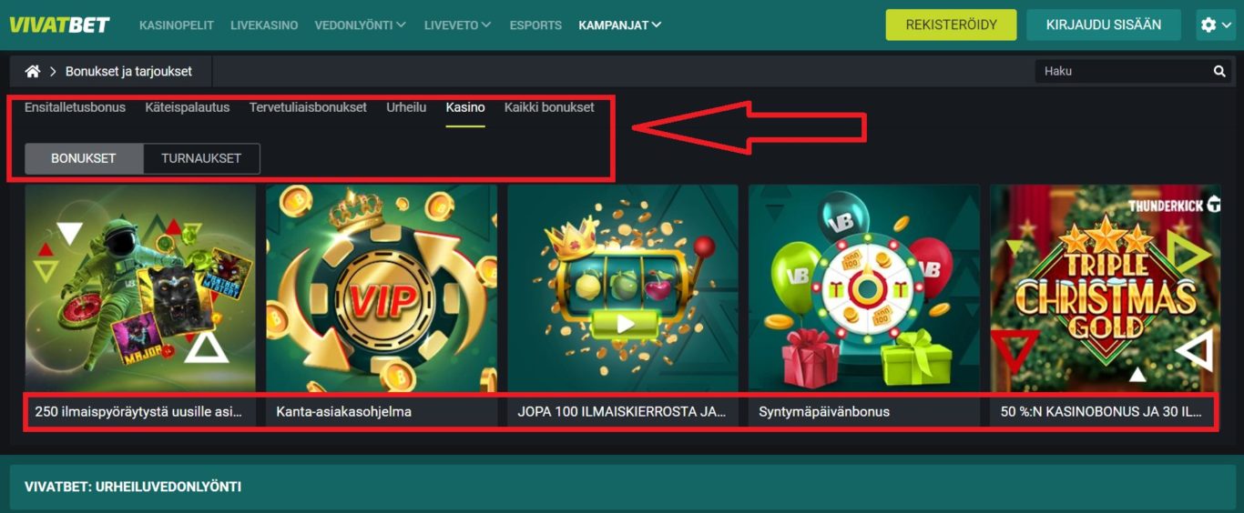 Tarvitseeko Vivatbet bonus code kasino?