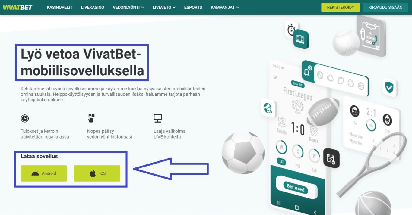 Lataa Ominaisuudet Vivatbet apk